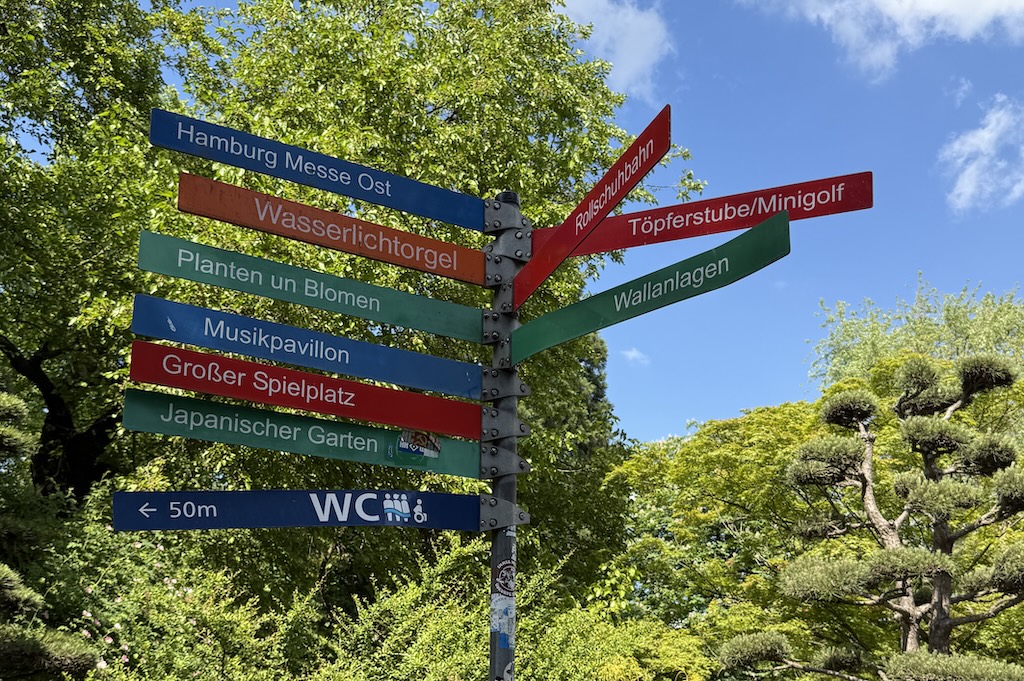 Wegweiser mit Planten un Blomen